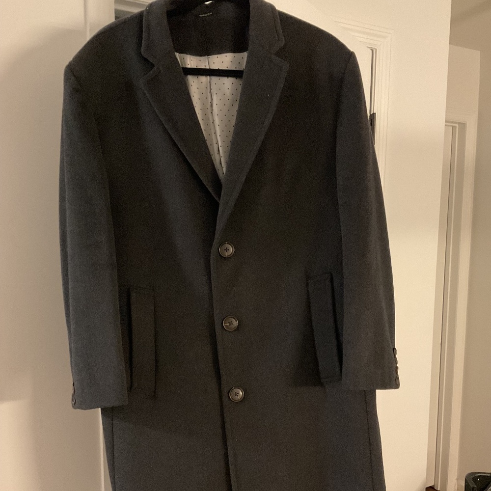 Men’s Pea Coat charcoal gray with white satin interior